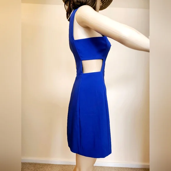 NWT BEBE Sarah Side Band Cutout Cocktail Mini Dress in Cobalt Blue 2 XS - Picture 4 of 6